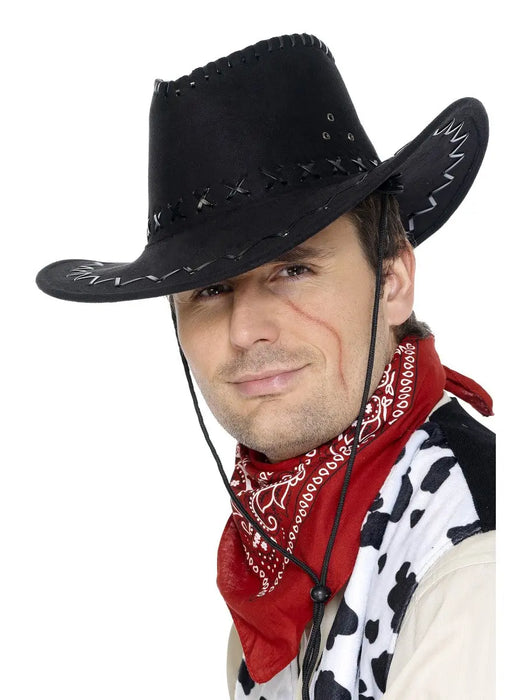 Cowboy Black Stitch Hat The Ultimate Balloon And Party Shop Cheltenham & Gloucester Balloons & Fancy Dress 