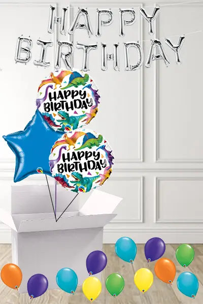 Dinosaur Birthday Bouquet in a Box delivered Nationwide The Ultimate Balloon And Party Shop Cheltenham & Gloucester Balloons & Fancy Dress 