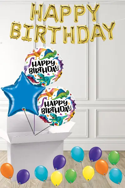 Dinosaur Birthday Bouquet in a Box delivered Nationwide The Ultimate Balloon And Party Shop Cheltenham & Gloucester Balloons & Fancy Dress 