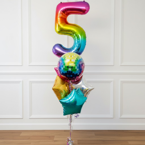 Disco Themed Age 5 Balloon Display The Ultimate Balloon And Party Shop Cheltenham & Gloucester Balloons & Fancy Dress 
