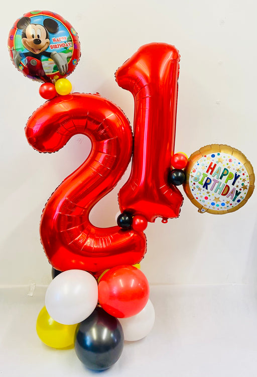 Double Age Themed Balloon Column - Mickey Mouse The Ultimate Balloon And Party Shop Cheltenham & Gloucester Balloons & Fancy Dress 