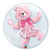 Double Bubble Balloon - Baby Girl Bear The Ultimate Balloon And Party Shop Cheltenham & Gloucester Balloons & Fancy Dress 