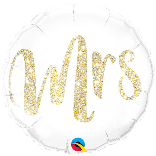 18" Foil Mrs White/Gold Balloon - The Ultimate Balloon & Party Shop