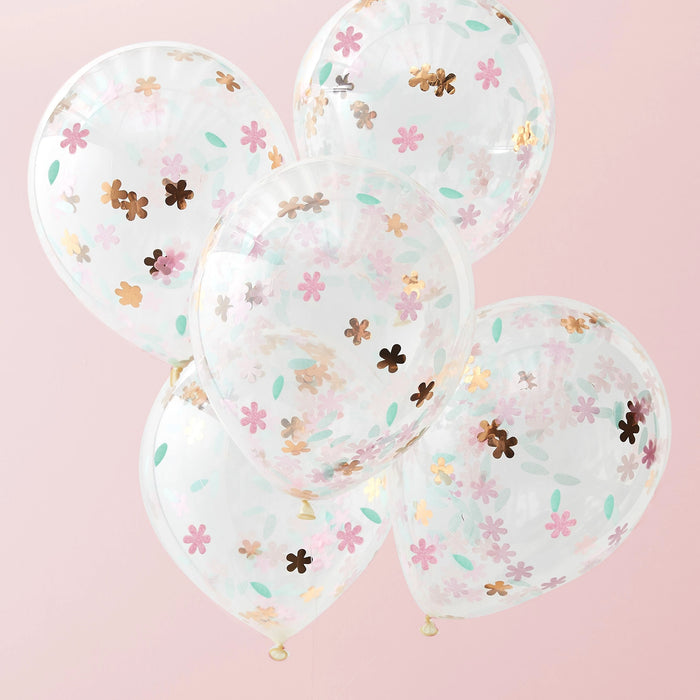 Floral Confetti Balloons (5pk) The Ultimate Balloon And Party Shop Cheltenham & Gloucester Balloons & Fancy Dress 