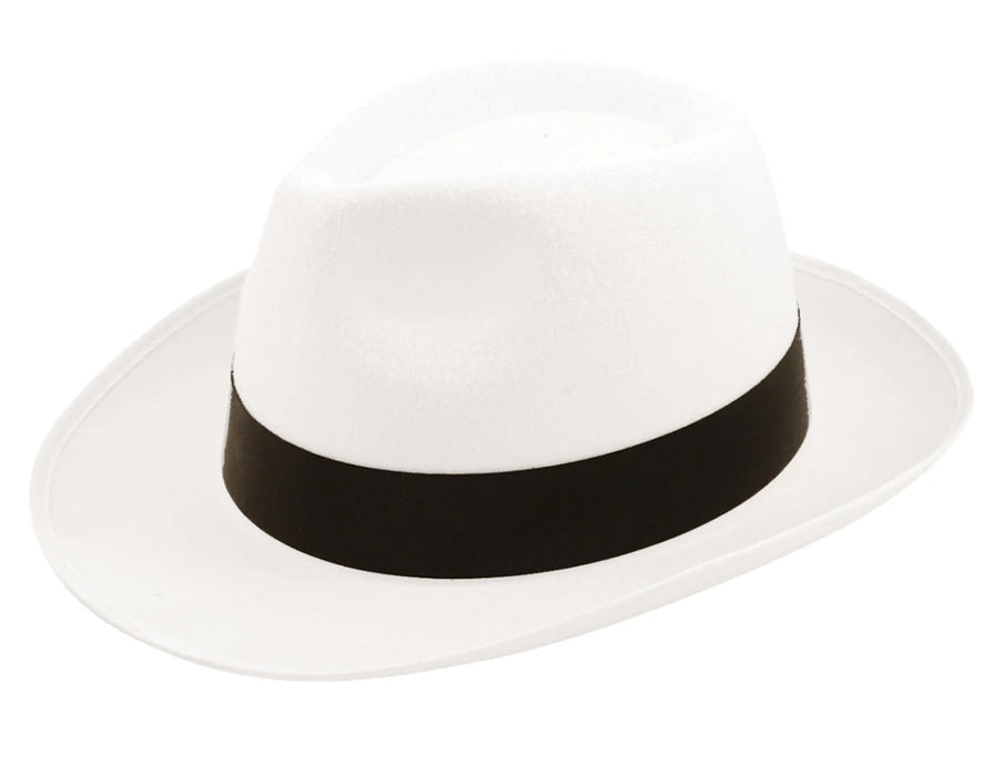 Gangster Felt Trilby Hat - White The Ultimate Balloon And Party Shop Cheltenham & Gloucester Balloons & Fancy Dress 