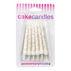 Glitter Candles with plastic holders - white The Ultimate Balloon And Party Shop Cheltenham & Gloucester Balloons & Fancy Dress 
