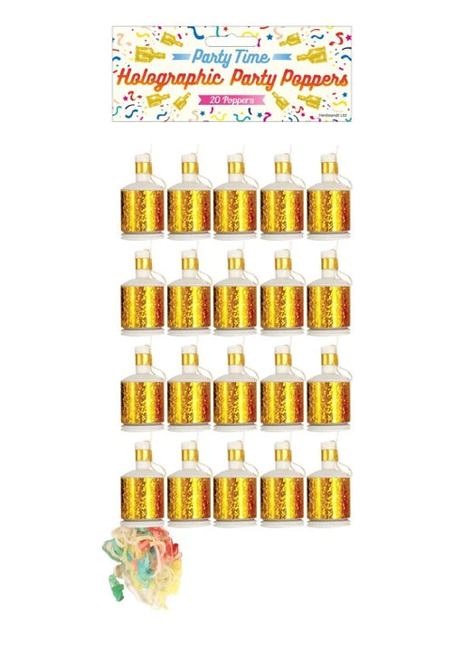 Gold Holographic Party Poppers (20pk) The Ultimate Balloon And Party Shop Cheltenham & Gloucester Balloons & Fancy Dress 