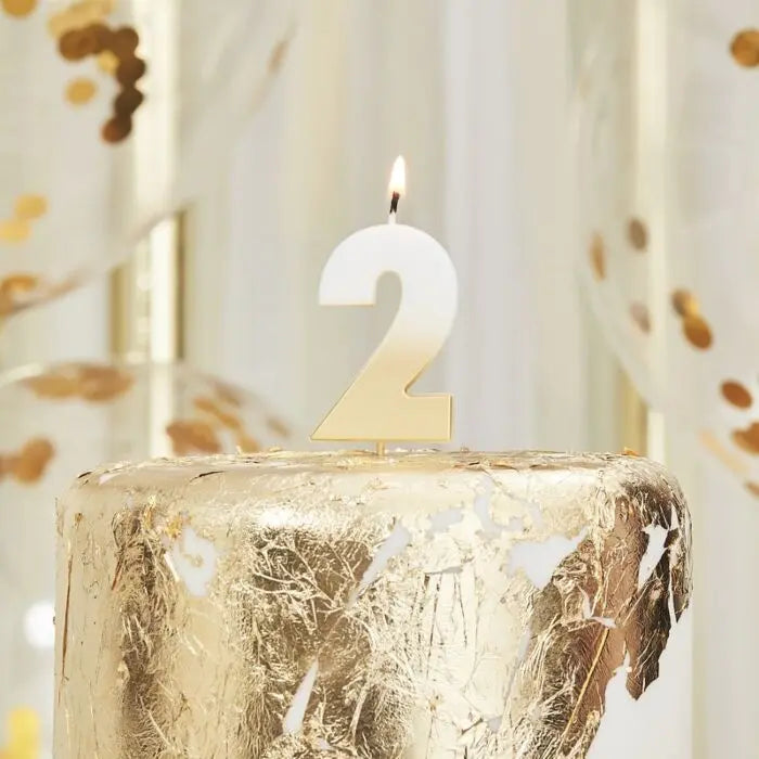 Gold Ombre Wax Number Candle - 2 The Ultimate Balloon And Party Shop Cheltenham & Gloucester Balloons & Fancy Dress 