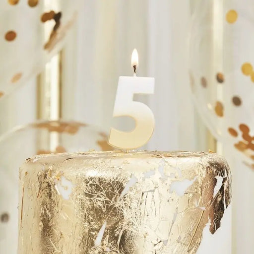 Gold Ombre Wax Number Candle - 5 The Ultimate Balloon And Party Shop Cheltenham & Gloucester Balloons & Fancy Dress 