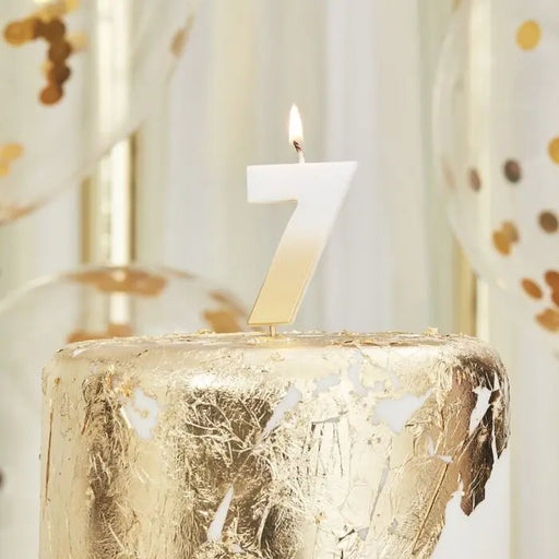 Gold Ombre Wax Number Candle - 7 The Ultimate Balloon And Party Shop Cheltenham & Gloucester Balloons & Fancy Dress 