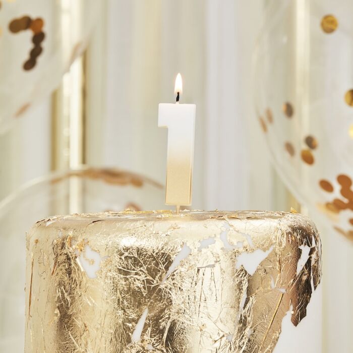 Gold Ombre Wax Number Candle - 1 - The Ultimate Balloon & Party Shop