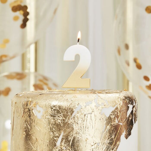 Gold Ombre Wax Number Candle - 2 - The Ultimate Balloon & Party Shop