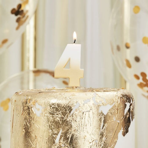 Gold Ombre Wax Number Candle - 4 - The Ultimate Balloon & Party Shop