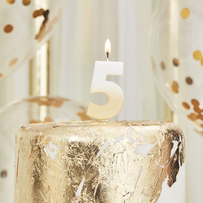 Gold Ombre Wax Number Candle - 5 - The Ultimate Balloon & Party Shop