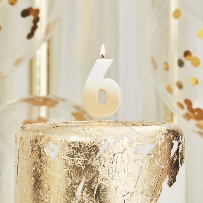 Gold Ombre Wax Number Candle - 6 - The Ultimate Balloon & Party Shop