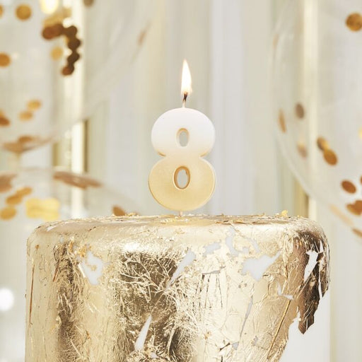 Gold Ombre Wax Number Candle - 8 - The Ultimate Balloon & Party Shop