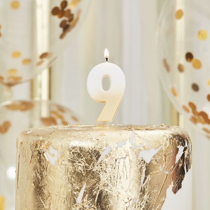 Gold Ombre Wax Number Candle - 9 - The Ultimate Balloon & Party Shop