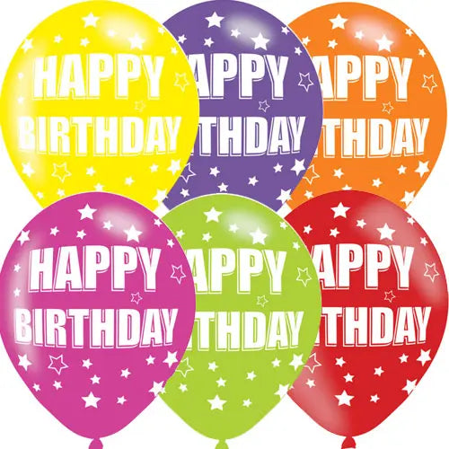 Happy Birthday Asst Colour Balloons 6 Pack The Ultimate Balloon And Party Shop Cheltenham & Gloucester Balloons & Fancy Dress 