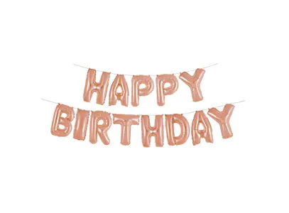 Happy Birthday Balloon Banner in Rose Gold The Ultimate Balloon And Party Shop Cheltenham & Gloucester Balloons & Fancy Dress 