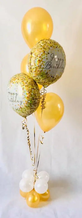 Happy Birthday Balloon Display - Gold The Ultimate Balloon And Party Shop Cheltenham & Gloucester Balloons & Fancy Dress 