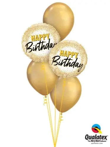 Happy Birthday Balloon Display - Gold The Ultimate Balloon And Party Shop Cheltenham & Gloucester Balloons & Fancy Dress 