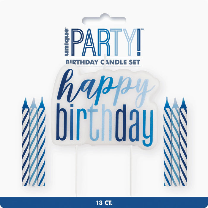 Happy Birthday Candle Set - Blue The Ultimate Balloon And Party Shop Cheltenham & Gloucester Balloons & Fancy Dress 