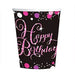 Happy Birthday Cups - Black & Pink The Ultimate Balloon And Party Shop Cheltenham & Gloucester Balloons & Fancy Dress 