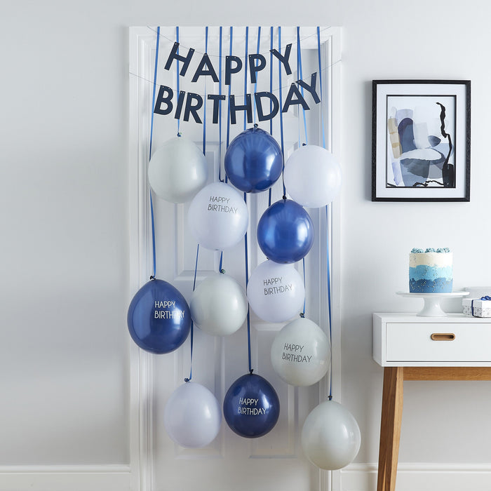 Happy Birthday Door Decoration Kit - Blue The Ultimate Balloon And Party Shop Cheltenham & Gloucester Balloons & Fancy Dress 
