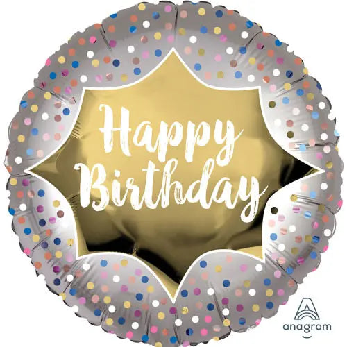 Happy Birthday Foil Balloon - Golden Dots The Ultimate Balloon And Party Shop Cheltenham & Gloucester Balloons & Fancy Dress 