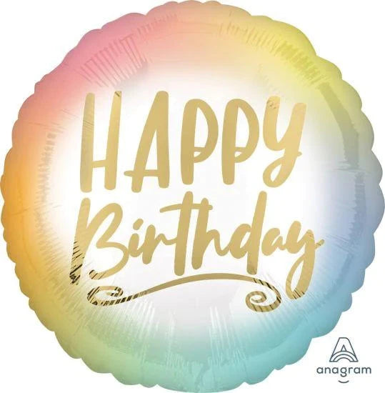 Happy Birthday Foil Balloon - Golden Ombre The Ultimate Balloon And Party Shop Cheltenham & Gloucester Balloons & Fancy Dress 