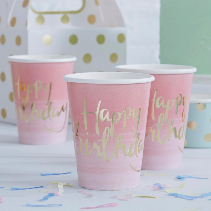 Happy Birthday Paper Cups - Ombre The Ultimate Balloon And Party Shop Cheltenham & Gloucester Balloons & Fancy Dress 