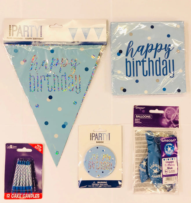 Happy Birthday Party Pack - Blue The Ultimate Balloon And Party Shop Cheltenham & Gloucester Balloons & Fancy Dress 