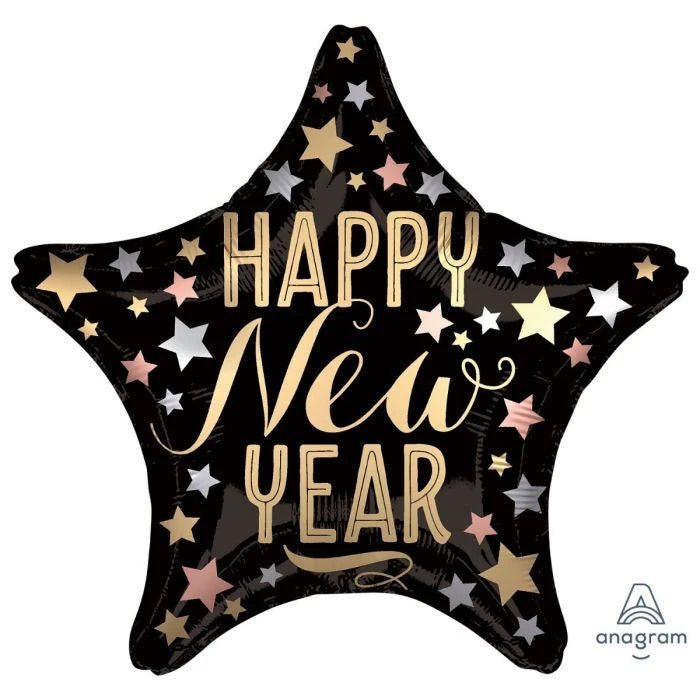 Happy New Year Foil Balloon - Bright Stars The Ultimate Balloon And Party Shop Cheltenham & Gloucester Balloons & Fancy Dress 