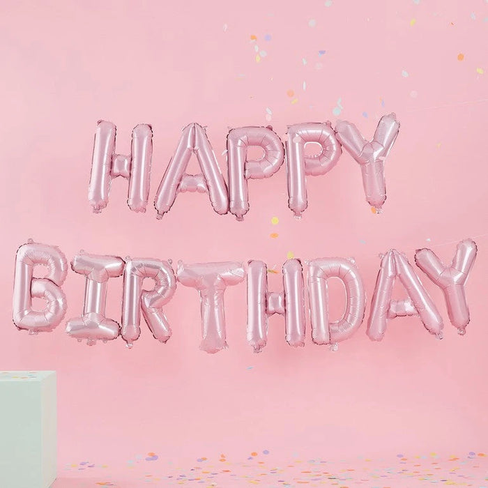 Happy birthday balloon banner - Light Pink The Ultimate Balloon And Party Shop Cheltenham & Gloucester Balloons & Fancy Dress 