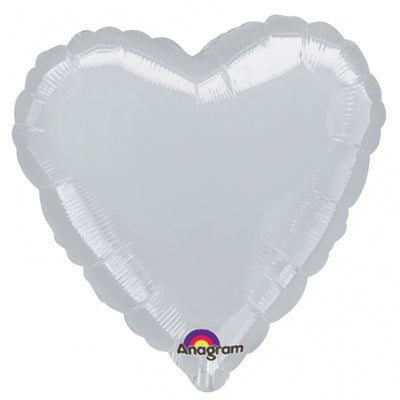 Heart Shaped Foil Balloon - Silver - The Ultimate Balloon & Party Shop