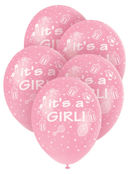 It's A Girl Pink Balloons 5 Pack The Ultimate Balloon And Party Shop Cheltenham & Gloucester Balloons & Fancy Dress 