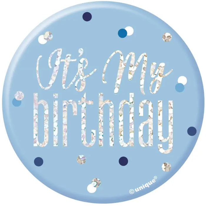 It's My Birthday Badge - Blue The Ultimate Balloon And Party Shop Cheltenham & Gloucester Balloons & Fancy Dress 