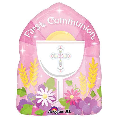 Jr Shape Foil Communion Balloon - Pink The Ultimate Balloon And Party Shop Cheltenham & Gloucester Balloons & Fancy Dress 