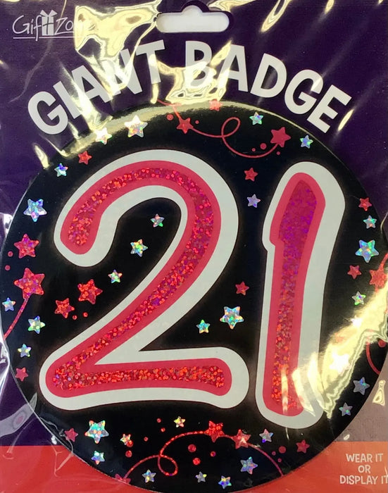 Jumbo 21st Birthday Badge The Ultimate Balloon And Party Shop Cheltenham & Gloucester Balloons & Fancy Dress 