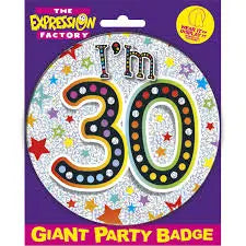 Jumbo 30th Birthday Badge The Ultimate Balloon And Party Shop Cheltenham & Gloucester Balloons & Fancy Dress 