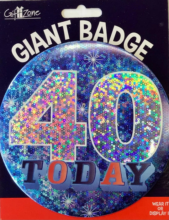 Jumbo 40th Birthday Badge The Ultimate Balloon And Party Shop Cheltenham & Gloucester Balloons & Fancy Dress 