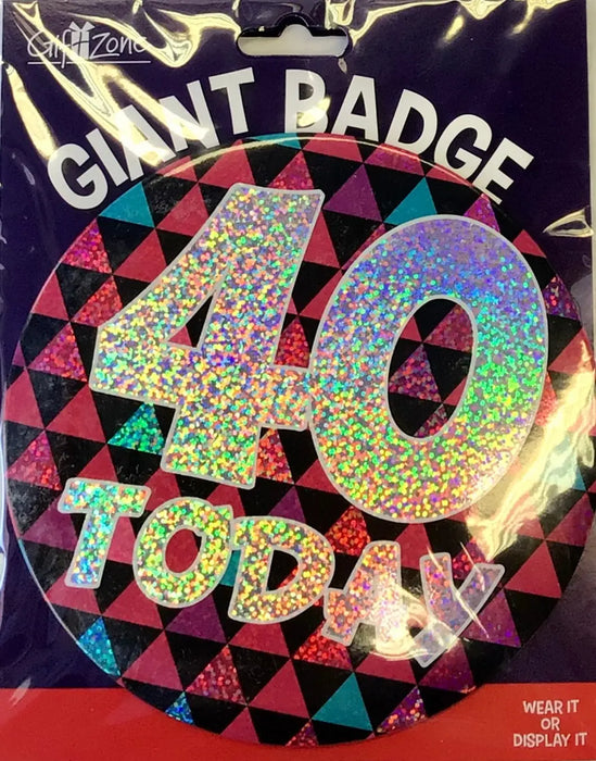 Jumbo 40th Birthday Badge The Ultimate Balloon And Party Shop Cheltenham & Gloucester Balloons & Fancy Dress 