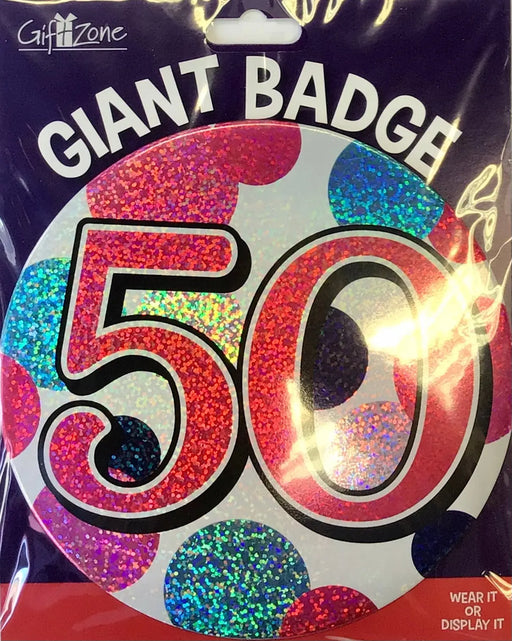 Jumbo 50th Birthday Badge The Ultimate Balloon And Party Shop Cheltenham & Gloucester Balloons & Fancy Dress 