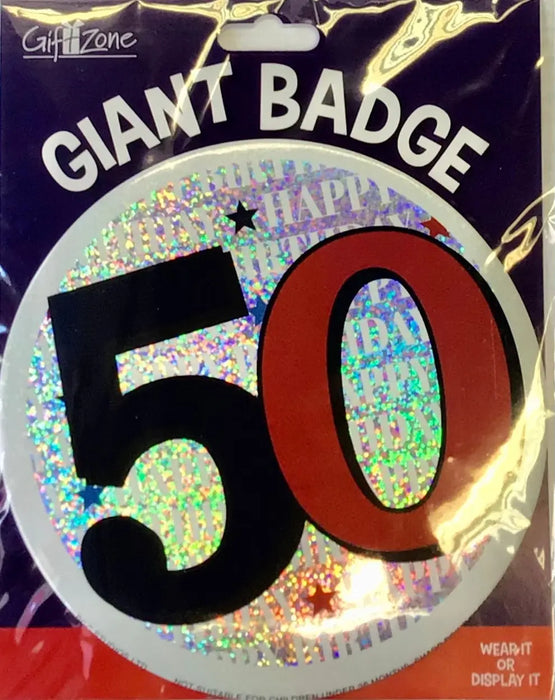 Jumbo 50th Birthday Badge The Ultimate Balloon And Party Shop Cheltenham & Gloucester Balloons & Fancy Dress 