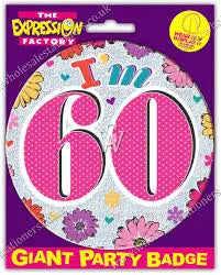 Jumbo 60th Birthday Badge The Ultimate Balloon And Party Shop Cheltenham & Gloucester Balloons & Fancy Dress 