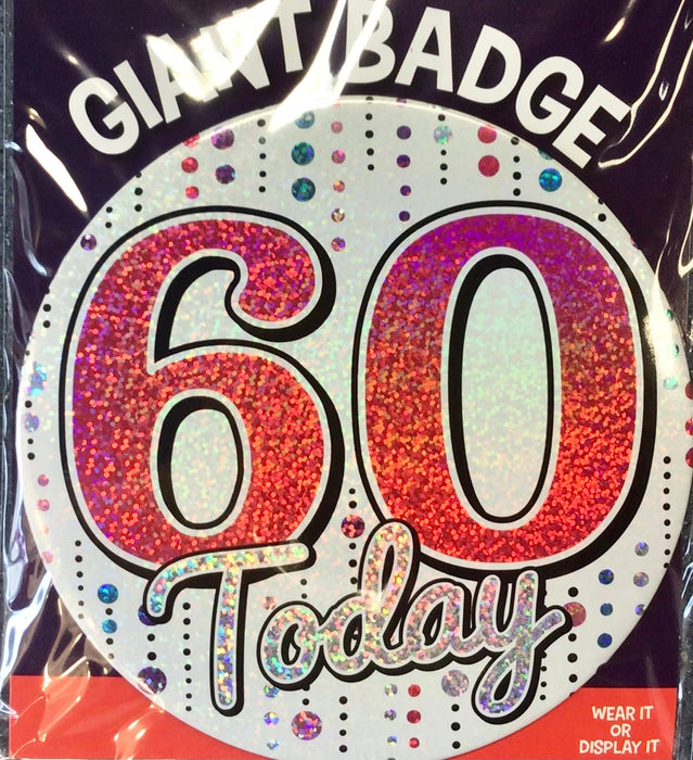 Jumbo 60th Birthday Badge The Ultimate Balloon And Party Shop Cheltenham & Gloucester Balloons & Fancy Dress 