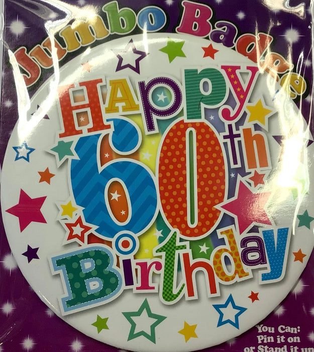 Jumbo 60th Birthday Badge The Ultimate Balloon And Party Shop Cheltenham & Gloucester Balloons & Fancy Dress 