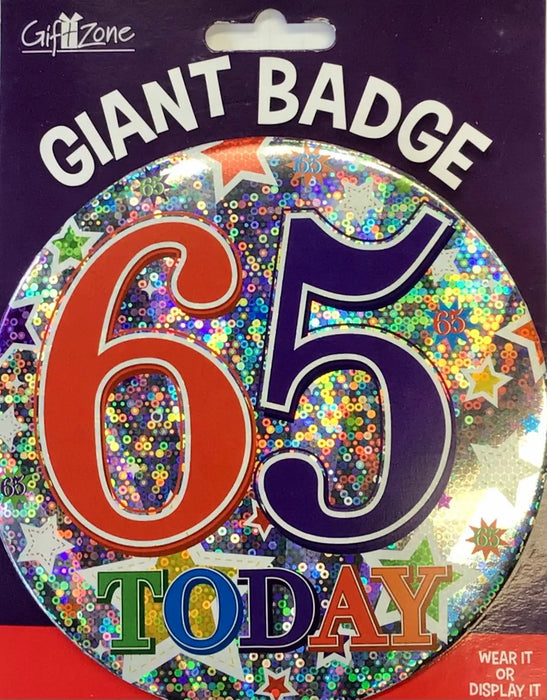 Jumbo 65th Birthday Badge The Ultimate Balloon And Party Shop Cheltenham & Gloucester Balloons & Fancy Dress 