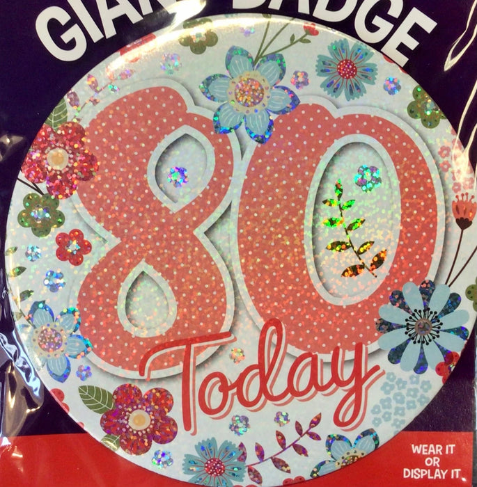 Jumbo 80th Birthday Badge The Ultimate Balloon And Party Shop Cheltenham & Gloucester Balloons & Fancy Dress 
