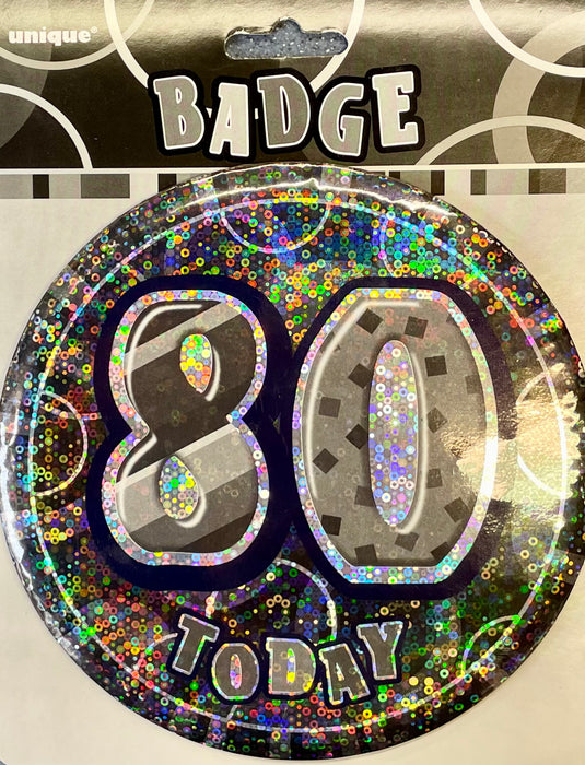 Jumbo 80th Birthday Badge The Ultimate Balloon And Party Shop Cheltenham & Gloucester Balloons & Fancy Dress 